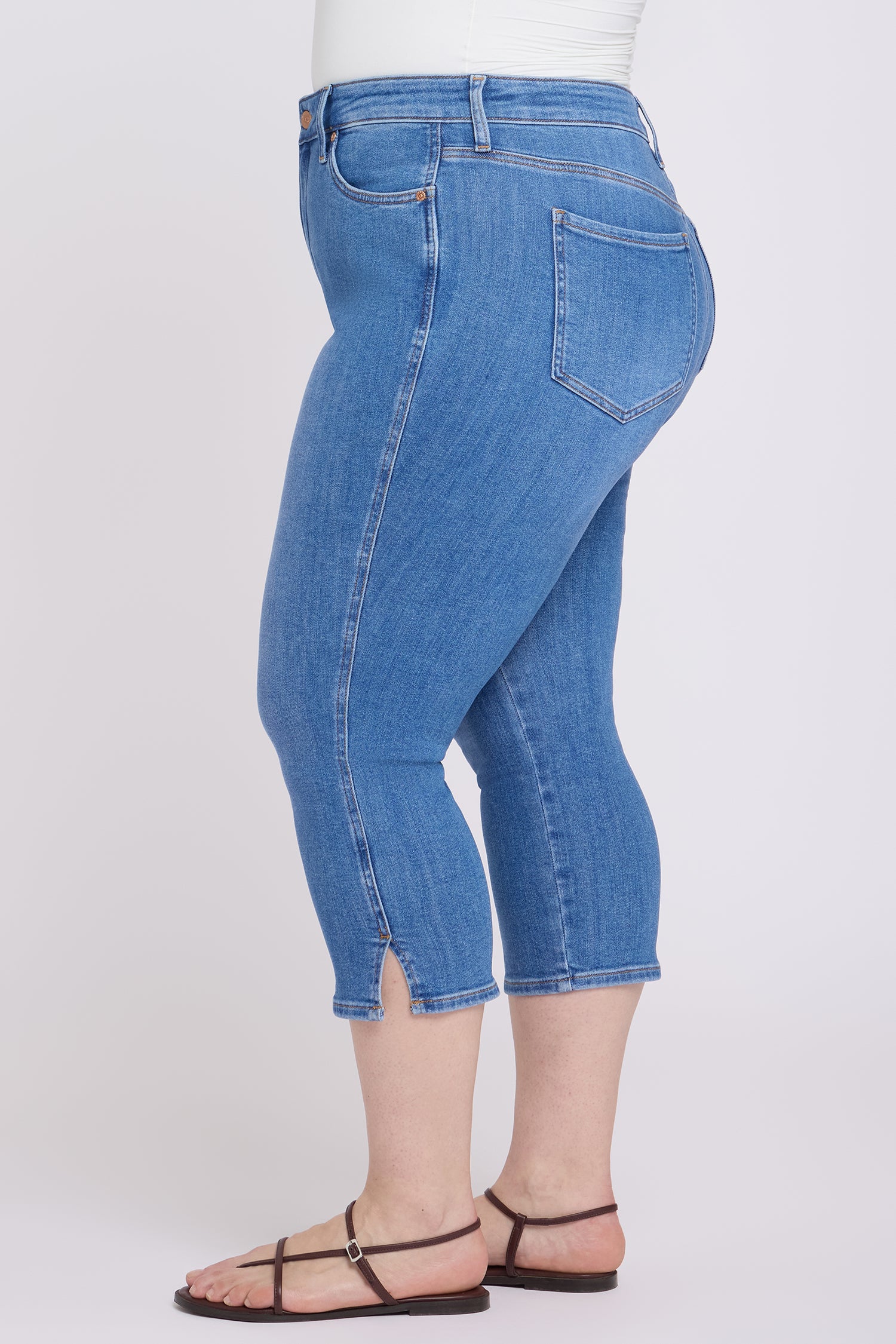 NYDJ Chloe Capri Jeans In Plus Size With Side Slits - Blue Paradise