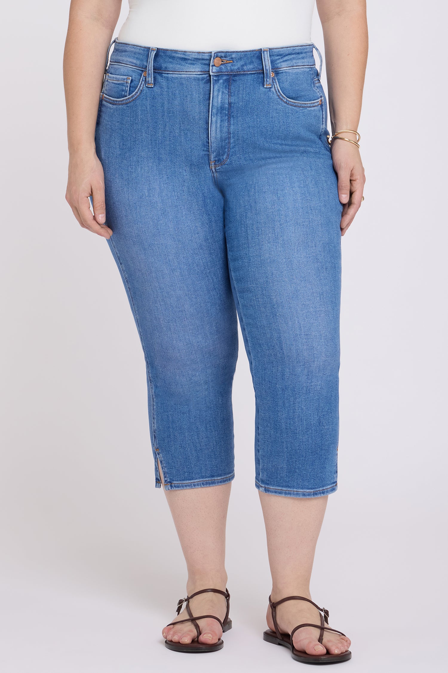 NYDJ Chloe Capri Jeans In Plus Size With Side Slits - Blue Paradise