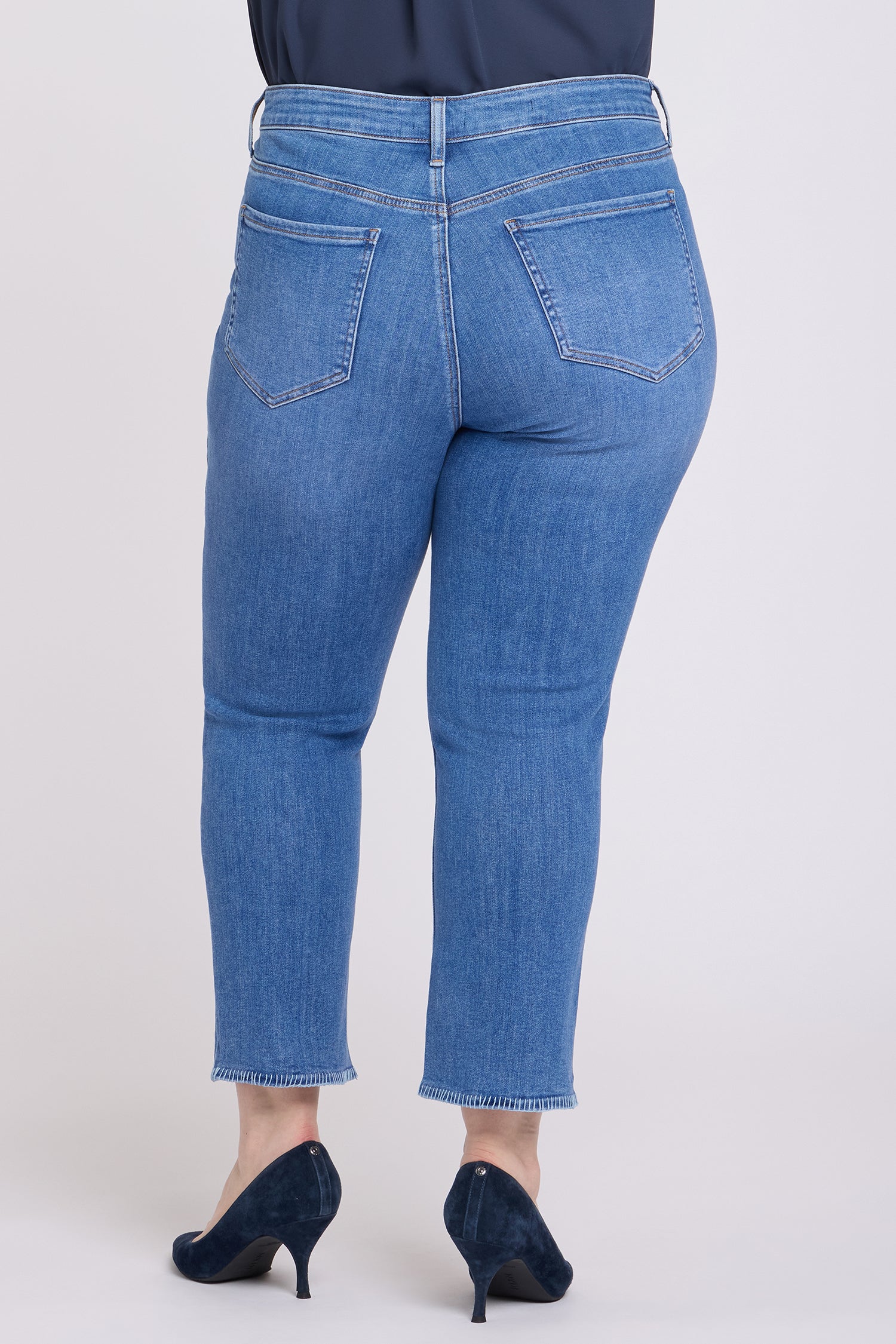 NYDJ Marilyn Straight Ankle Jeans In Plus Size With Blanket Stitching - Blue Paradise