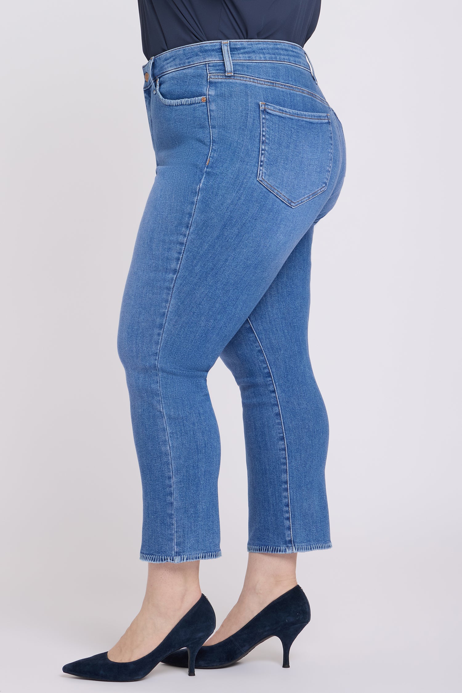 NYDJ Marilyn Straight Ankle Jeans In Plus Size With Blanket Stitching - Blue Paradise