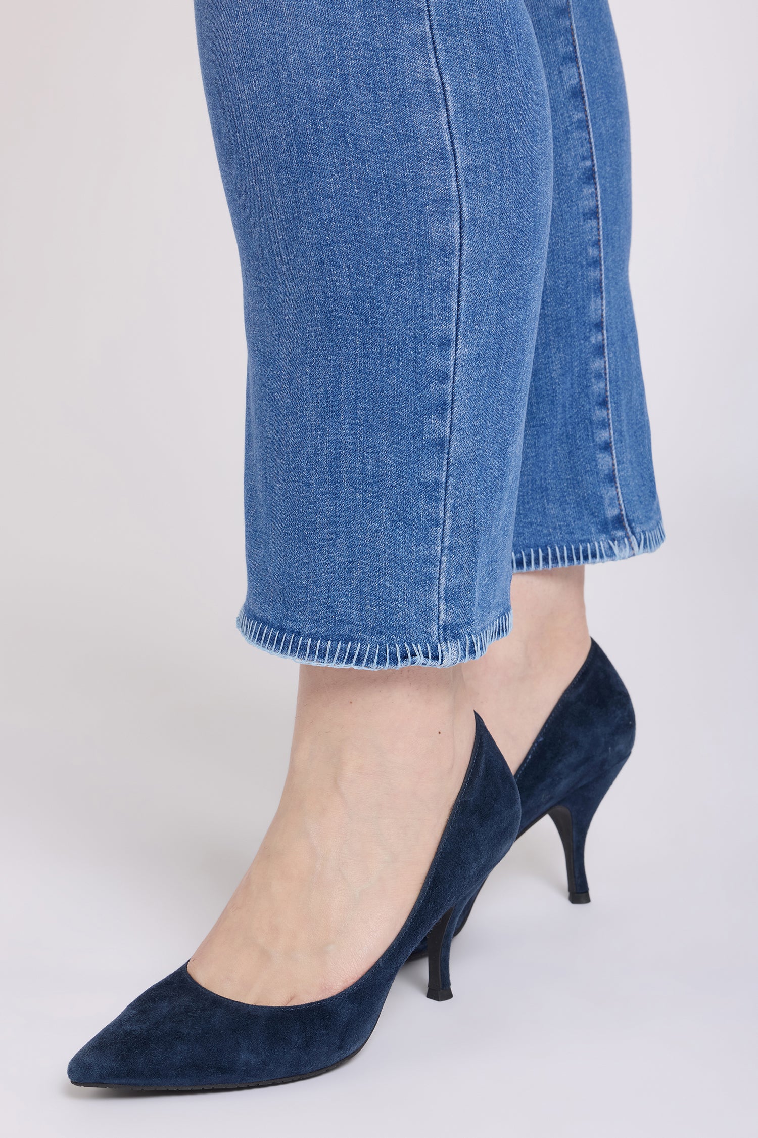 NYDJ Marilyn Straight Ankle Jeans In Plus Size With Blanket Stitching - Blue Paradise