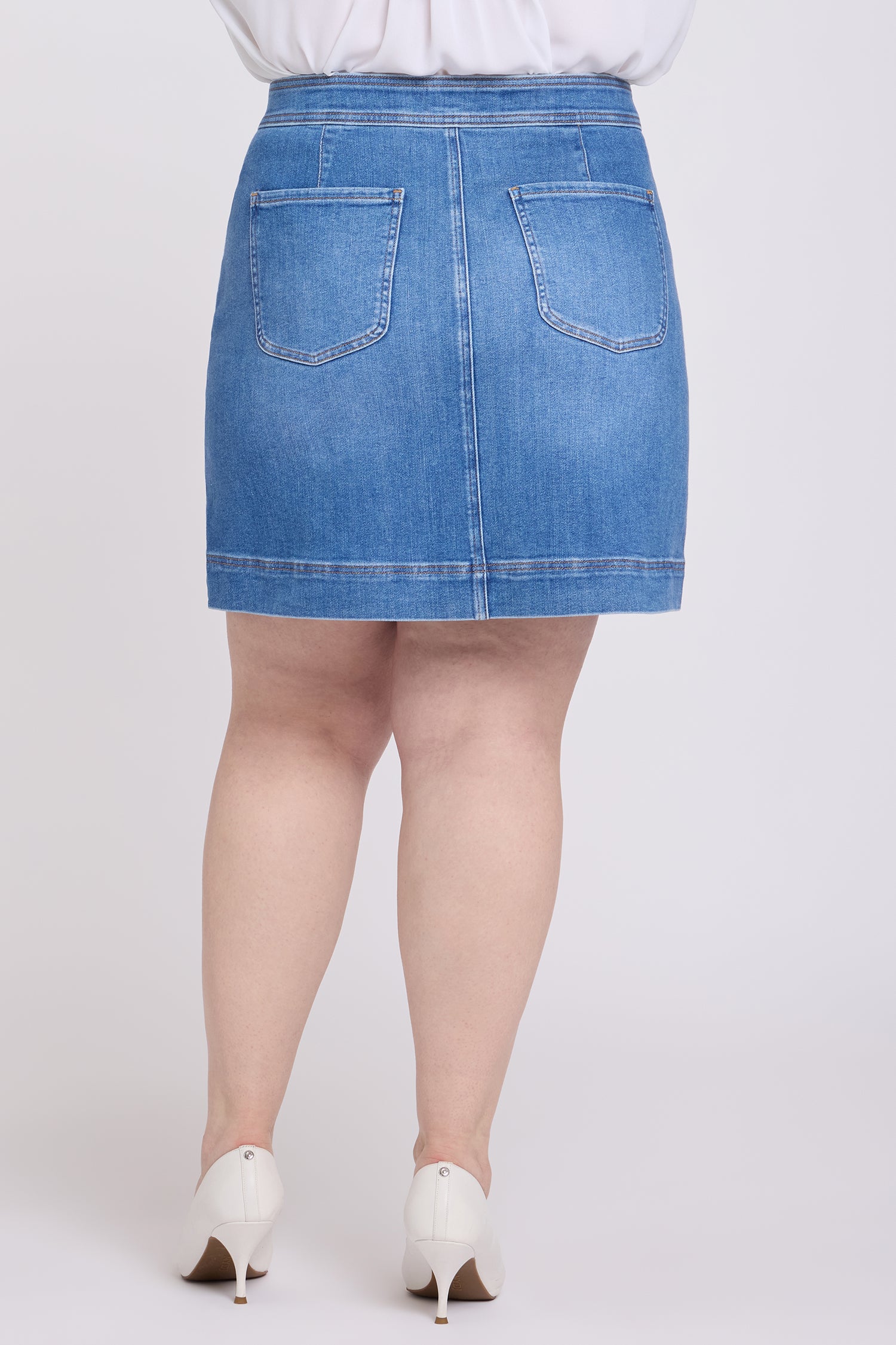 NYDJ High Rise A-Line Utility Denim Skirt In Plus Size  - Blue Paradise