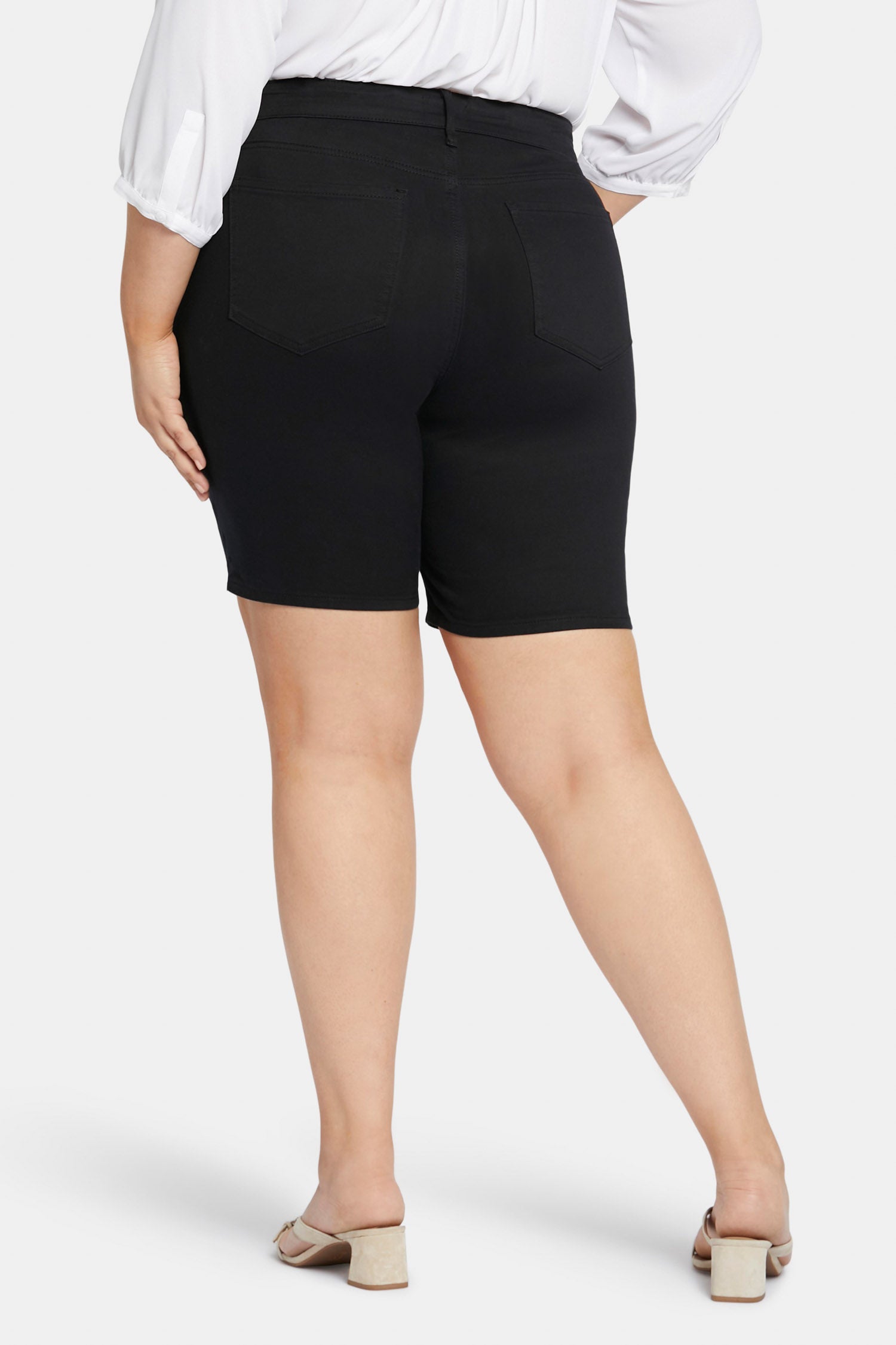 NYDJ Ella Denim Shorts In Petite Plus With Side Slits - Black