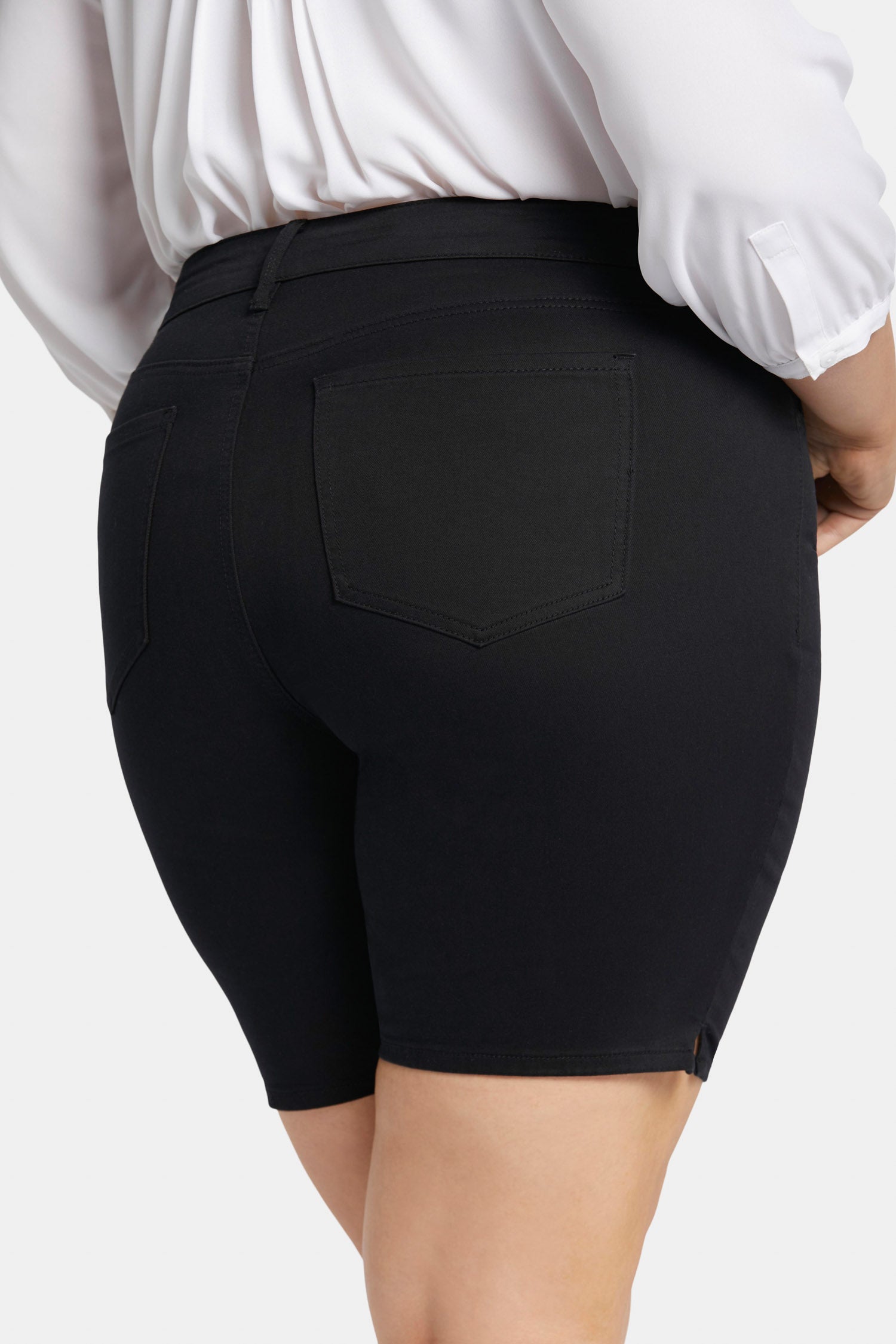NYDJ Ella Denim Shorts In Petite Plus With Side Slits - Black