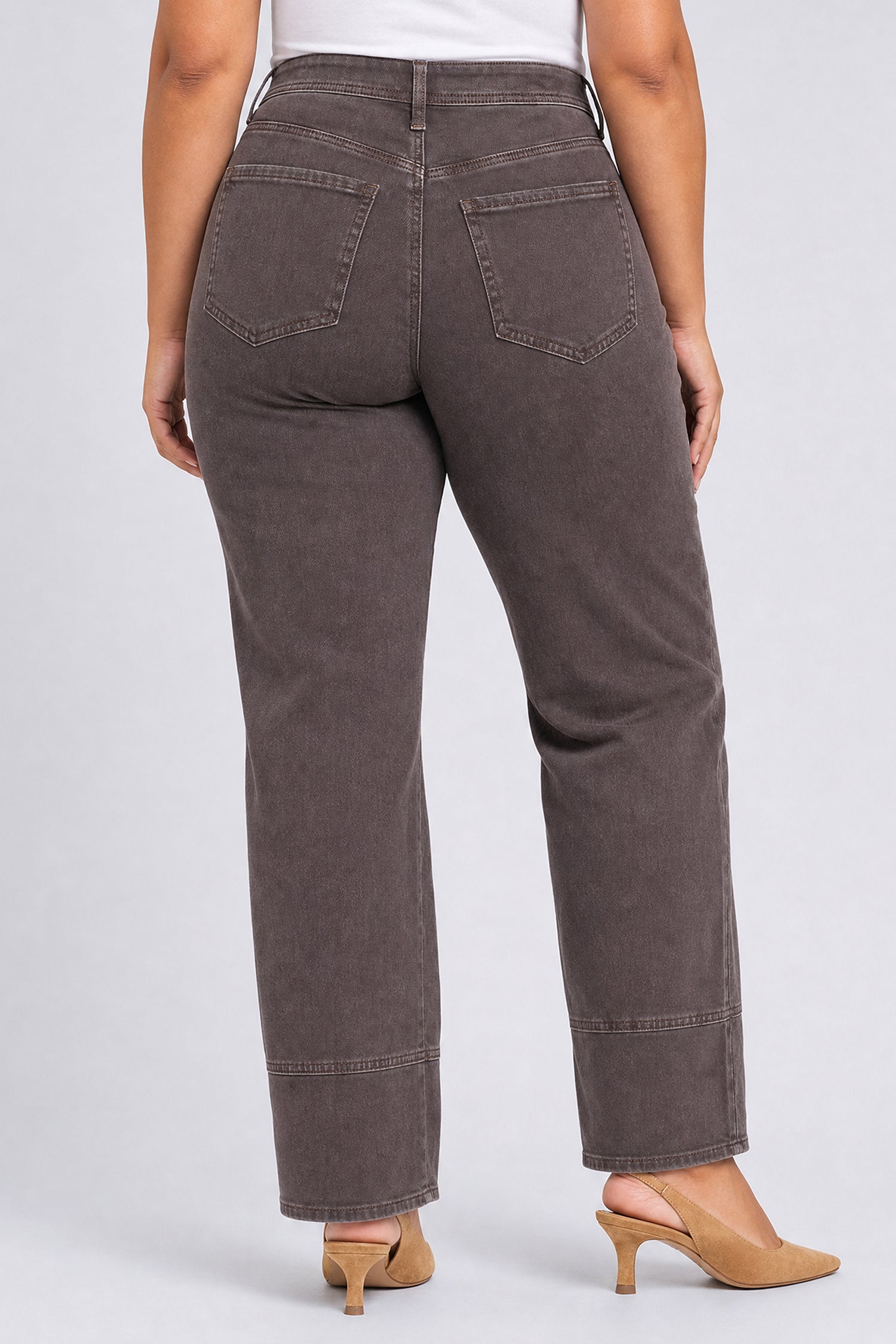 NYDJ Brooke Loose Straight Jeans In Plus Size With Paneled Seam Detail - Retro Espresso