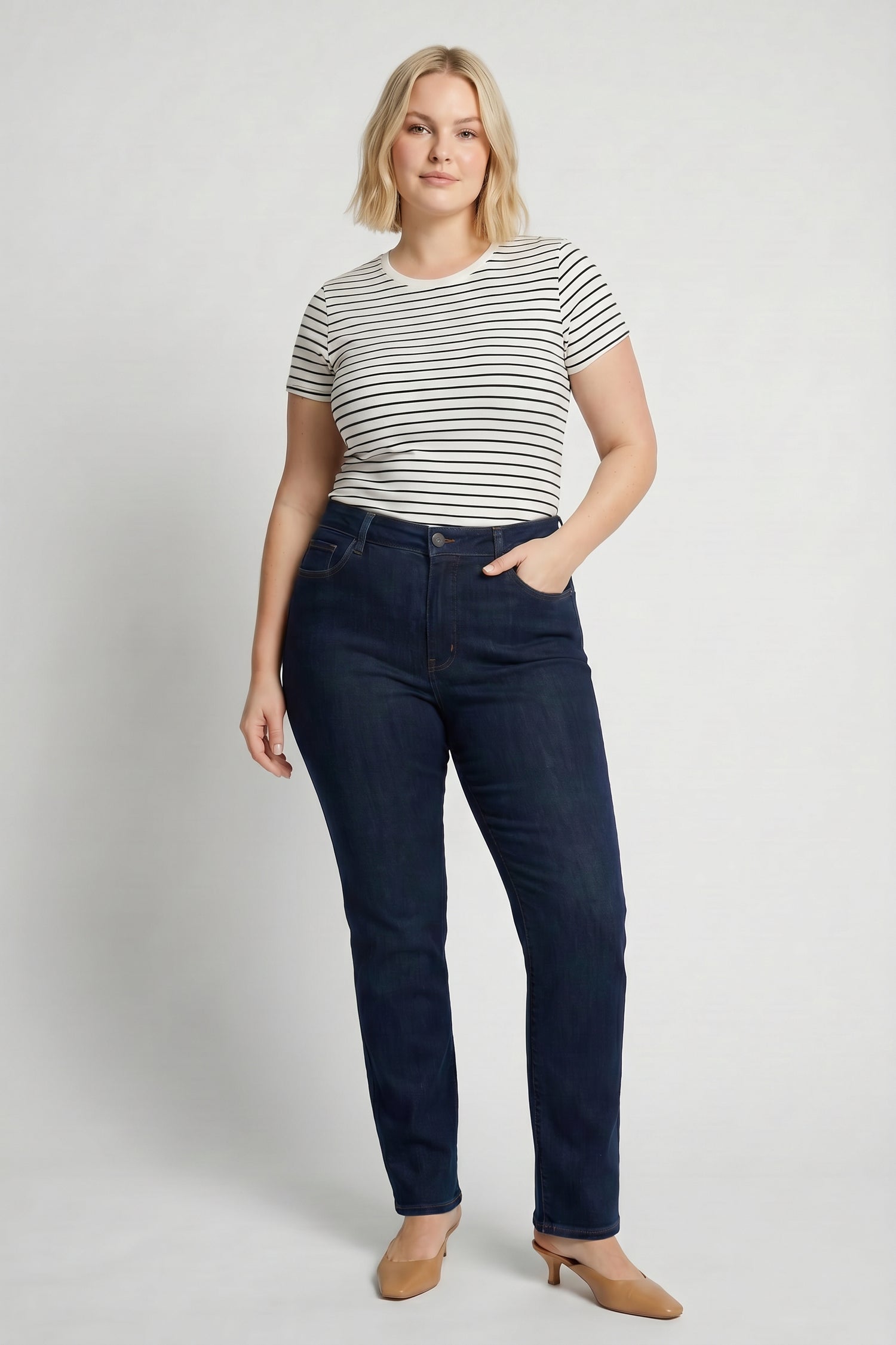 NYDJ Marilyn Straight Jeans In Plus Size  - Rinse