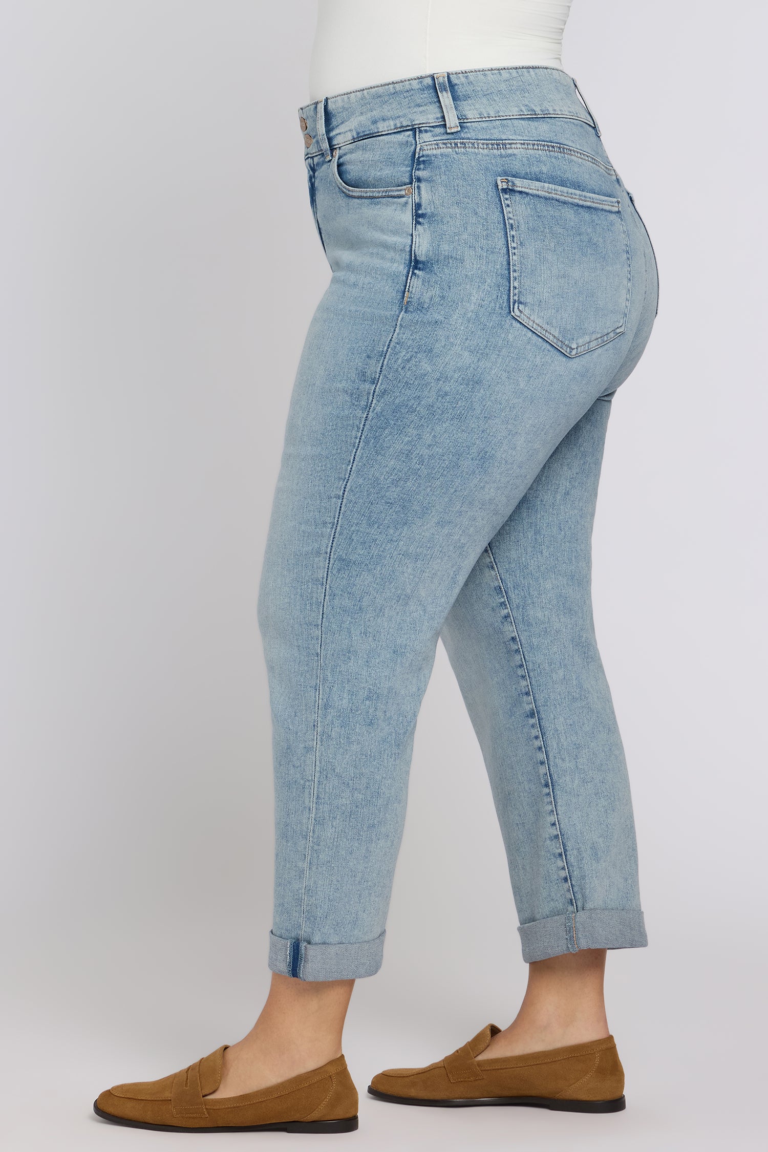NYDJ Bailey Relaxed Straight Crop Jeans In Plus Size In Re-New™ Denim With High Rise And Roll Cuffs - Keys View