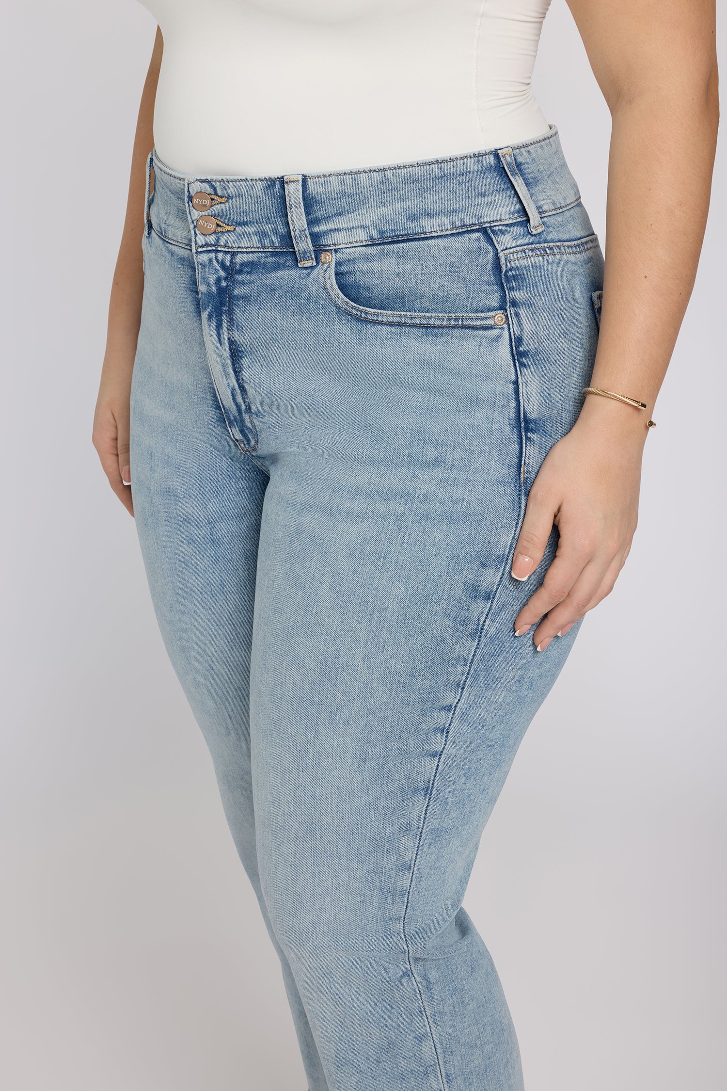 NYDJ Bailey Relaxed Straight Crop Jeans In Plus Size In Re-New™ Denim With High Rise And Roll Cuffs - Keys View