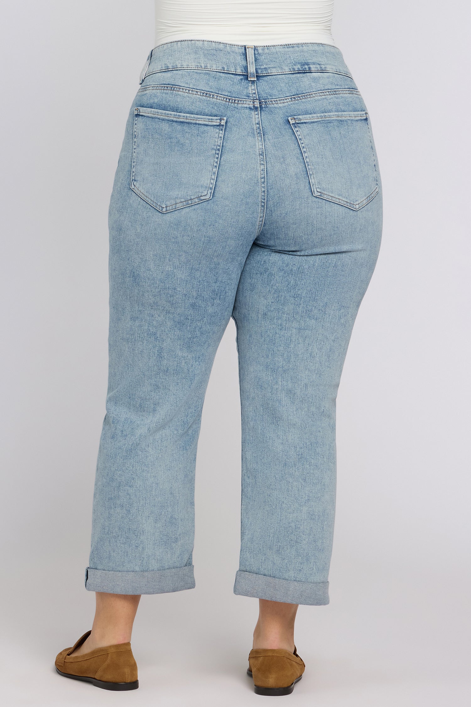NYDJ Bailey Relaxed Straight Crop Jeans In Plus Size In Re-New™ Denim With High Rise And Roll Cuffs - Keys View