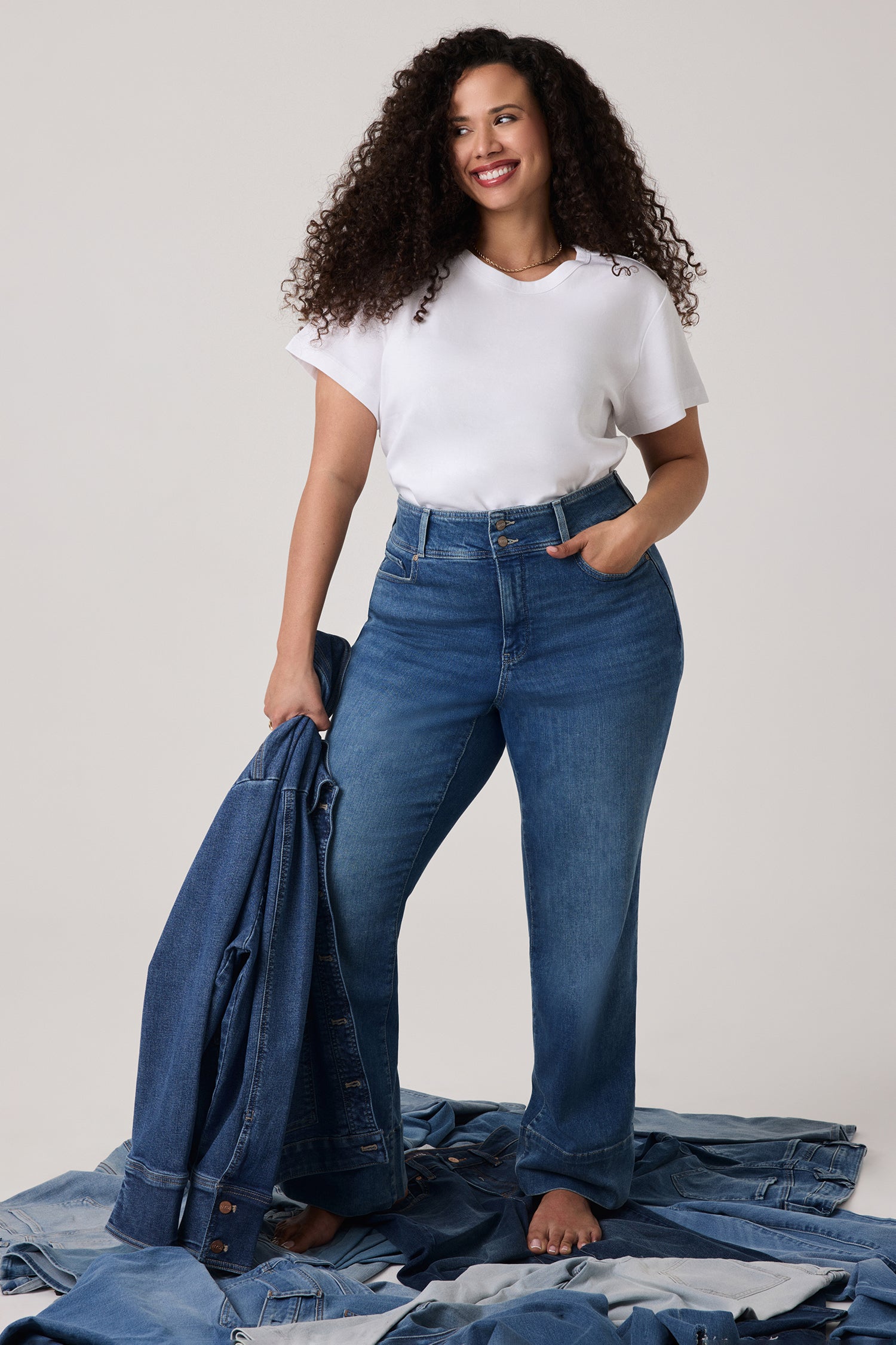 NYDJ Teresa Wide Leg Jeans In Plus Size In Re-New™ Denim With Double-Button Waistband And 4