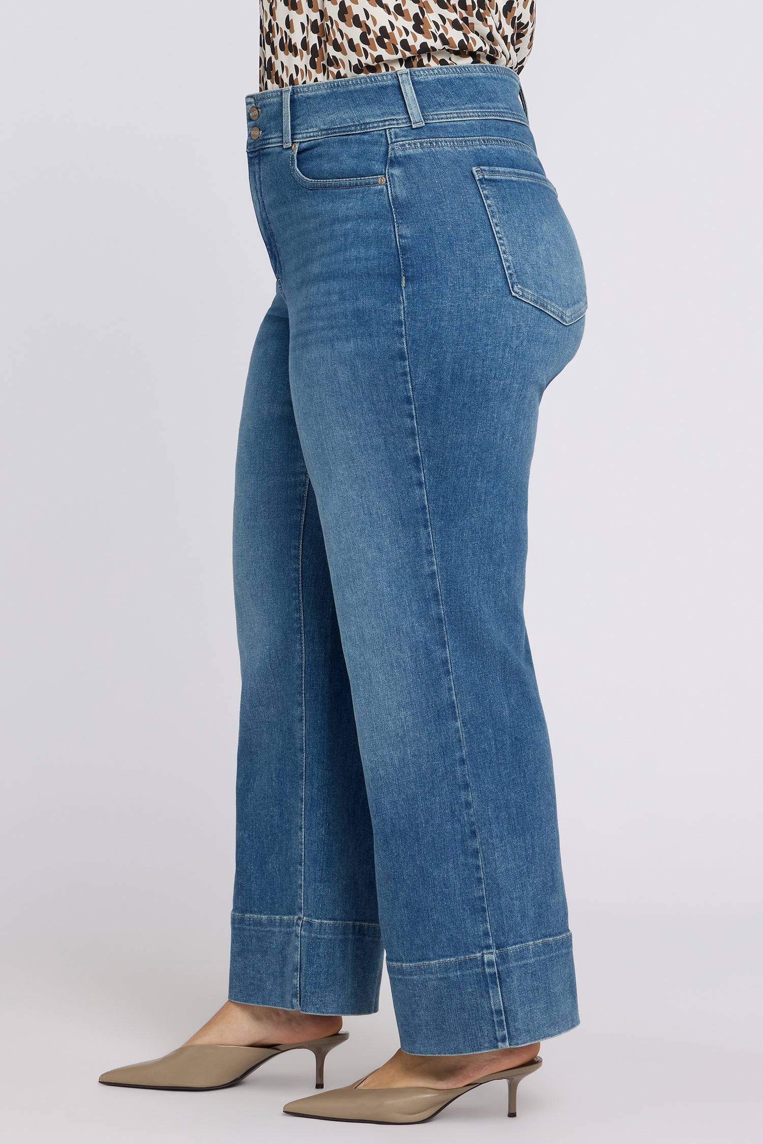 NYDJ Teresa Wide Leg Jeans In Plus Size In Re-New™ Denim With Double-Button Waistband And 4