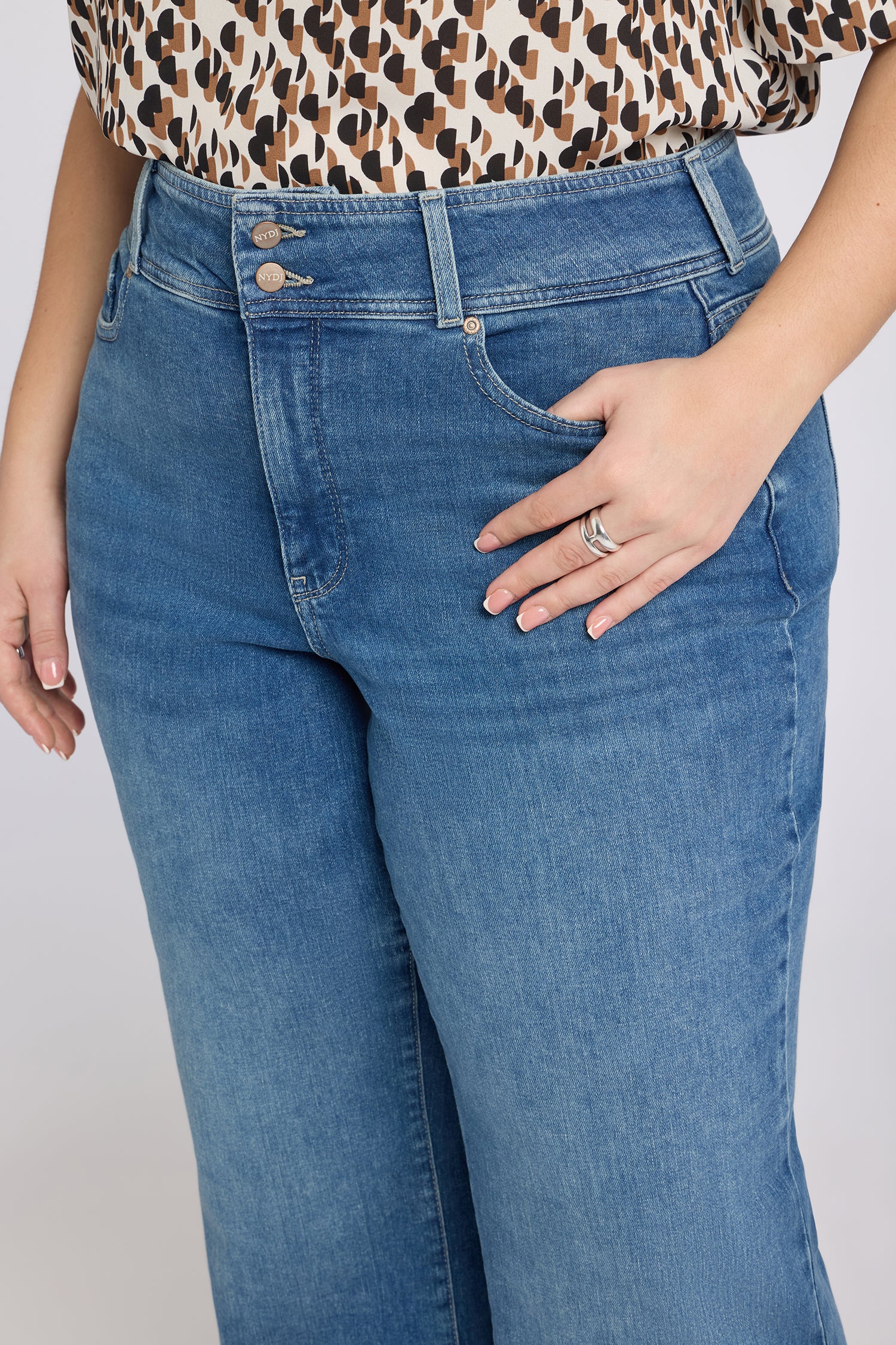 NYDJ Teresa Wide Leg Jeans In Plus Size In Re-New™ Denim With Double-Button Waistband And 4