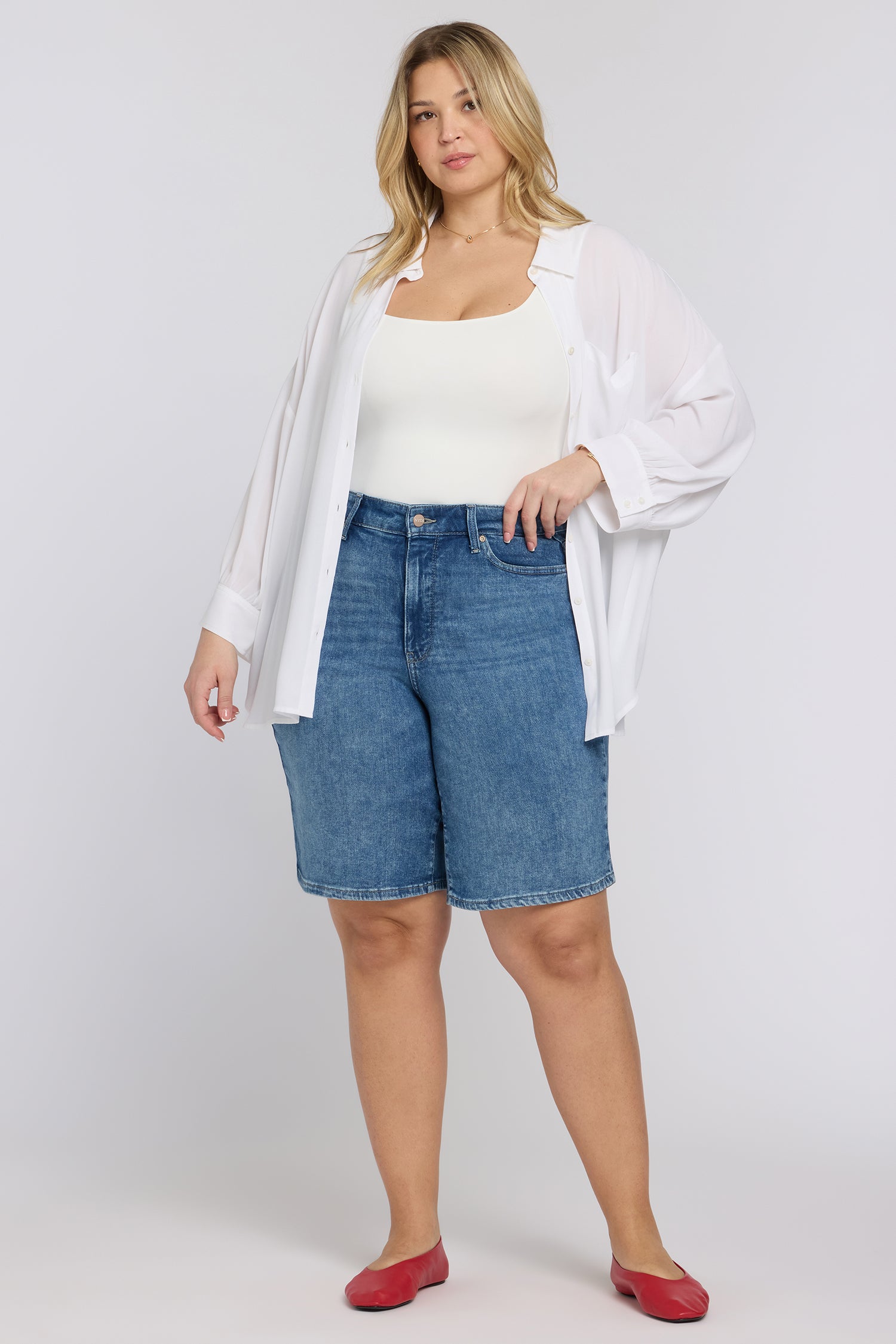 NYDJ Lilly Denim Shorts In Plus Size In Re-New™ Denim  - Breezy Palms