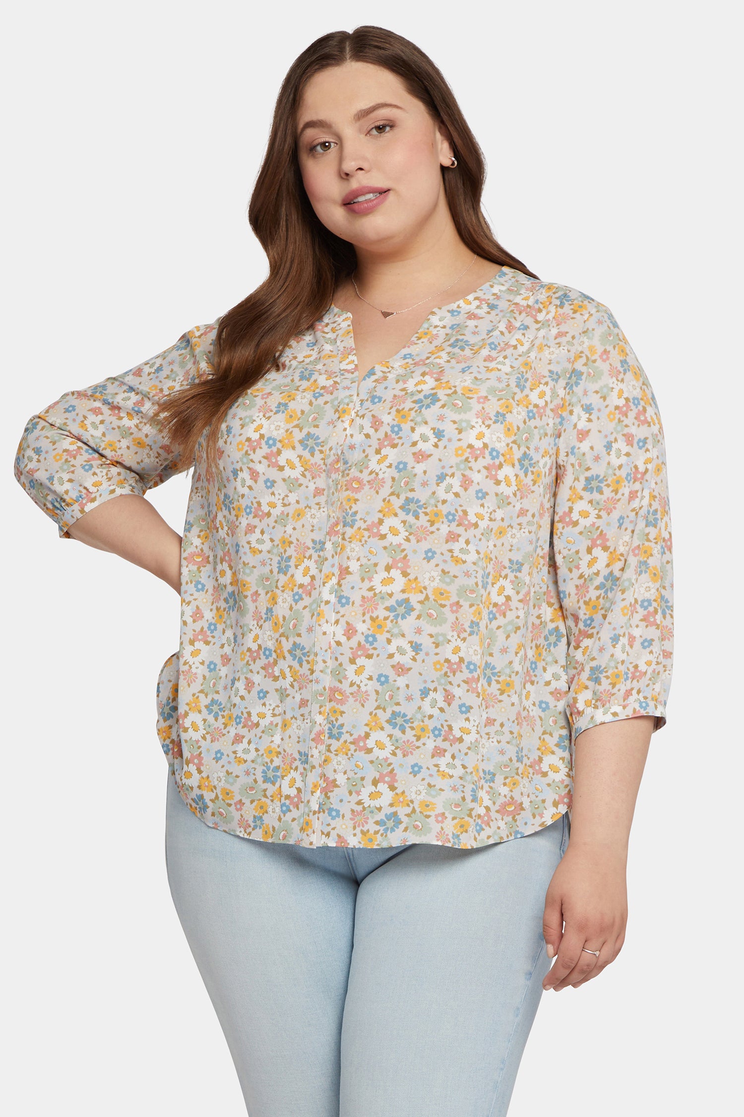 NYDJ Pintuck Blouse In Plus Size  - Angelonia
