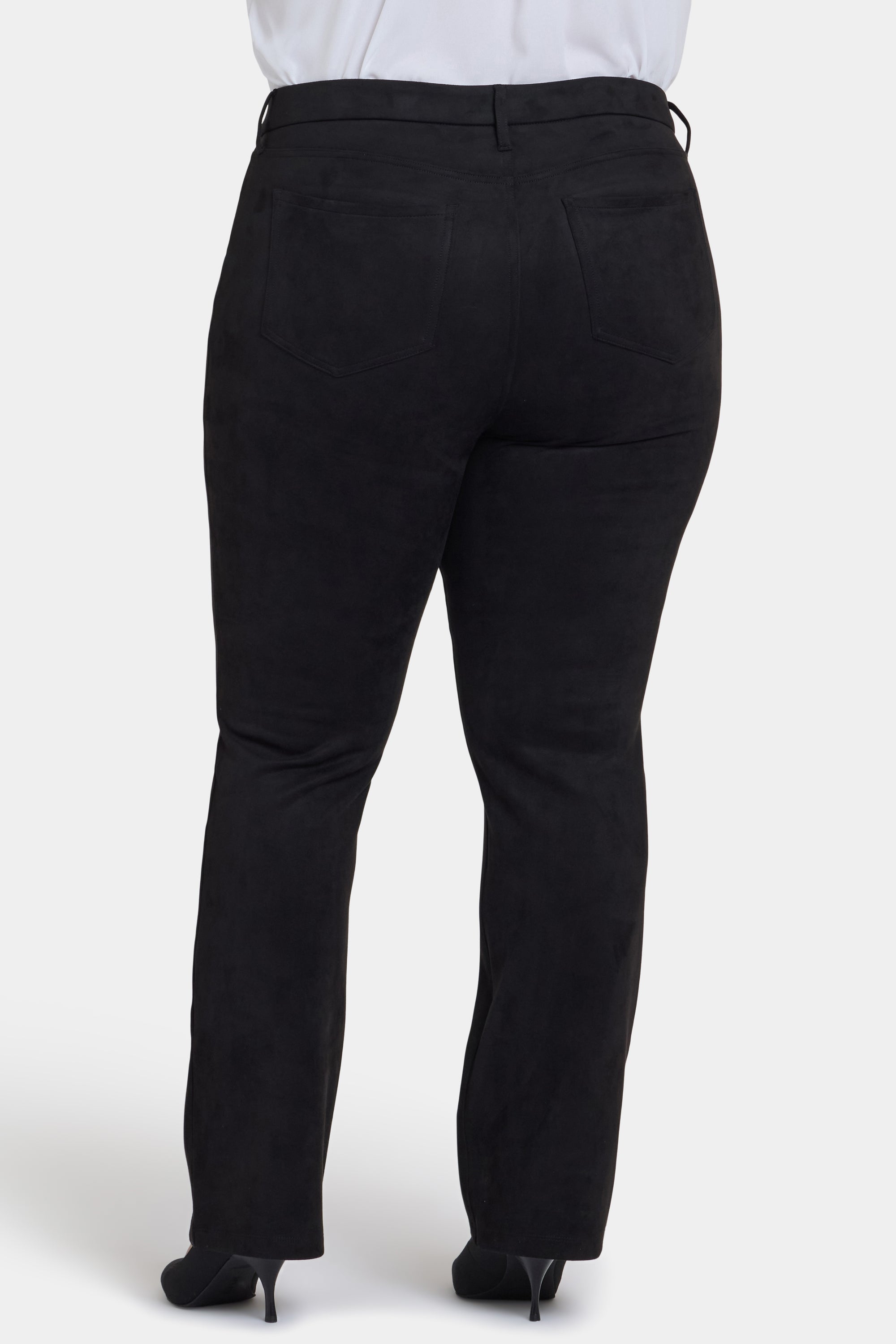 NYDJ Marilyn Straight Pants In Plus Size In Stretch Faux Suede - Black