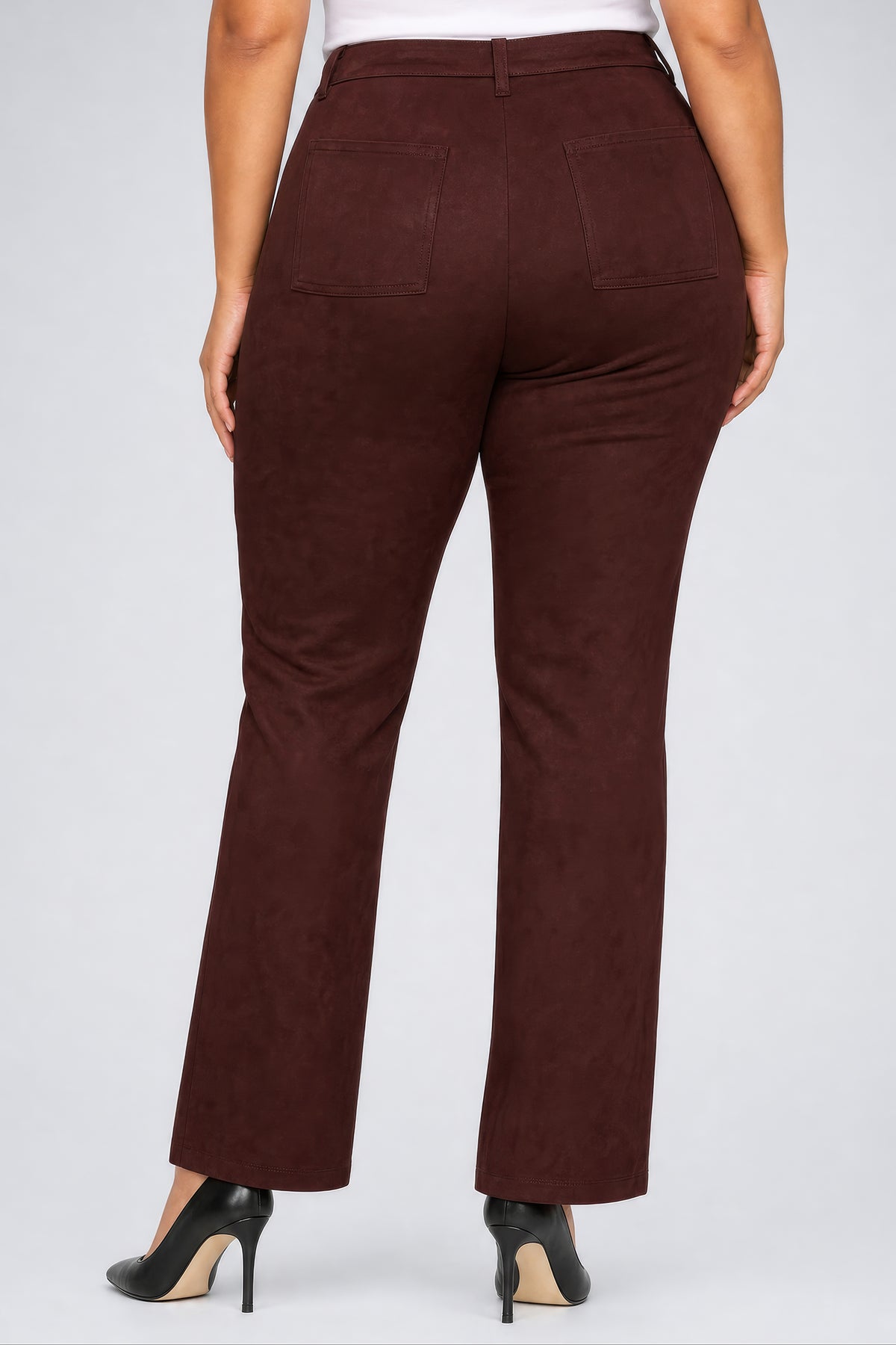 NYDJ Faux Suede Marilyn Straight Pants In Plus Size Sculpt-Her™ Collection - Bitter Chocolate