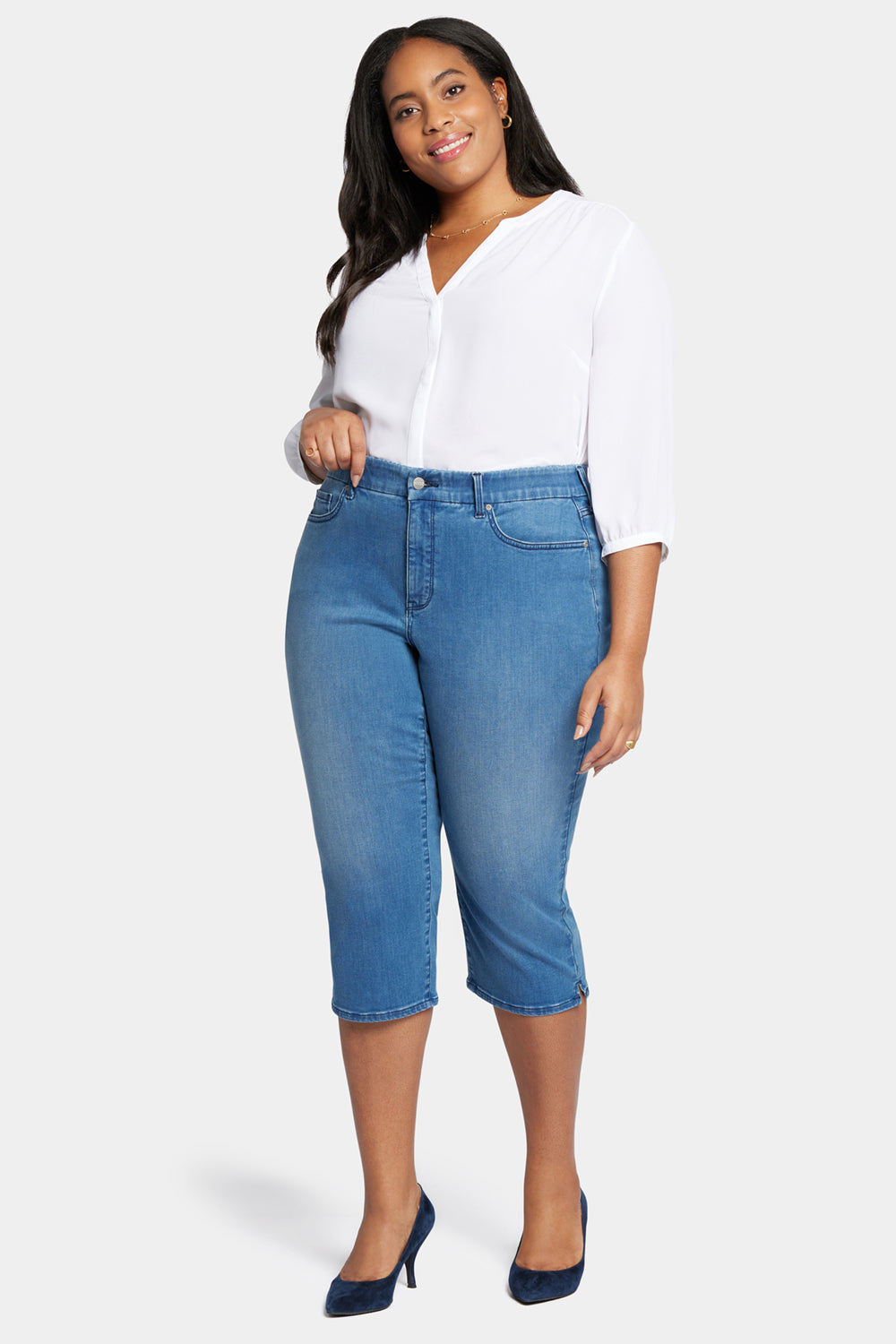 NYDJ Waist-Match™ Slim Straight Crop Jeans In Plus Size  - Contented