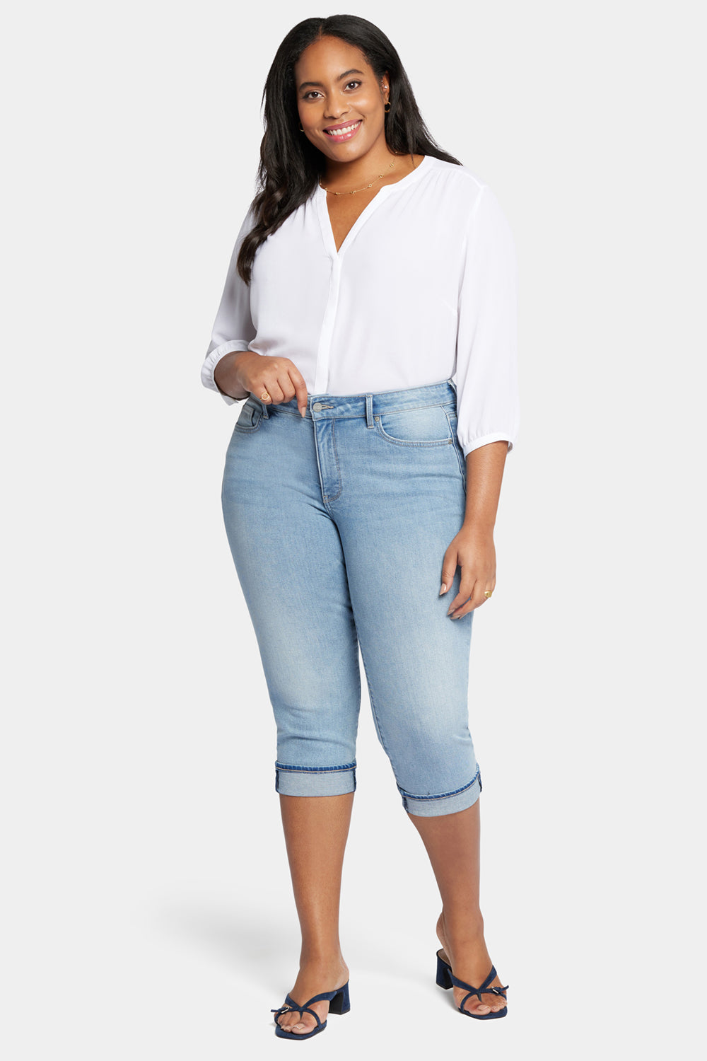 NYDJ Marilyn Straight Crop Jeans In Plus Size With Cuffs - Afterglow