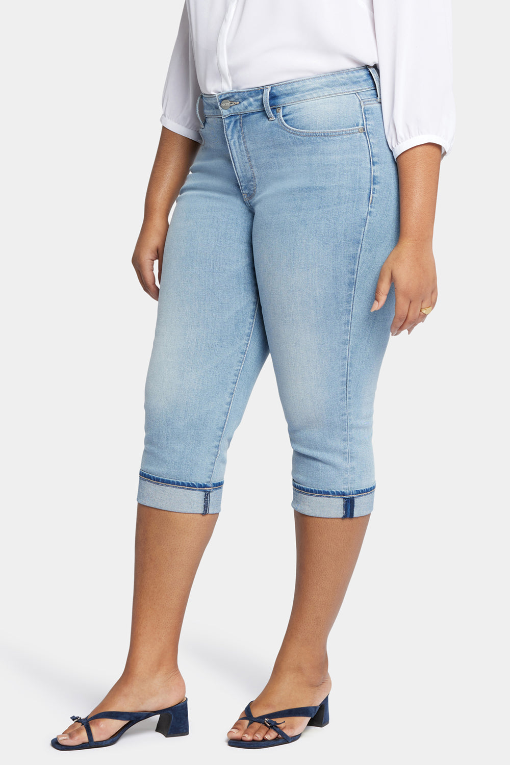 NYDJ Marilyn Straight Crop Jeans In Plus Size With Cuffs - Afterglow