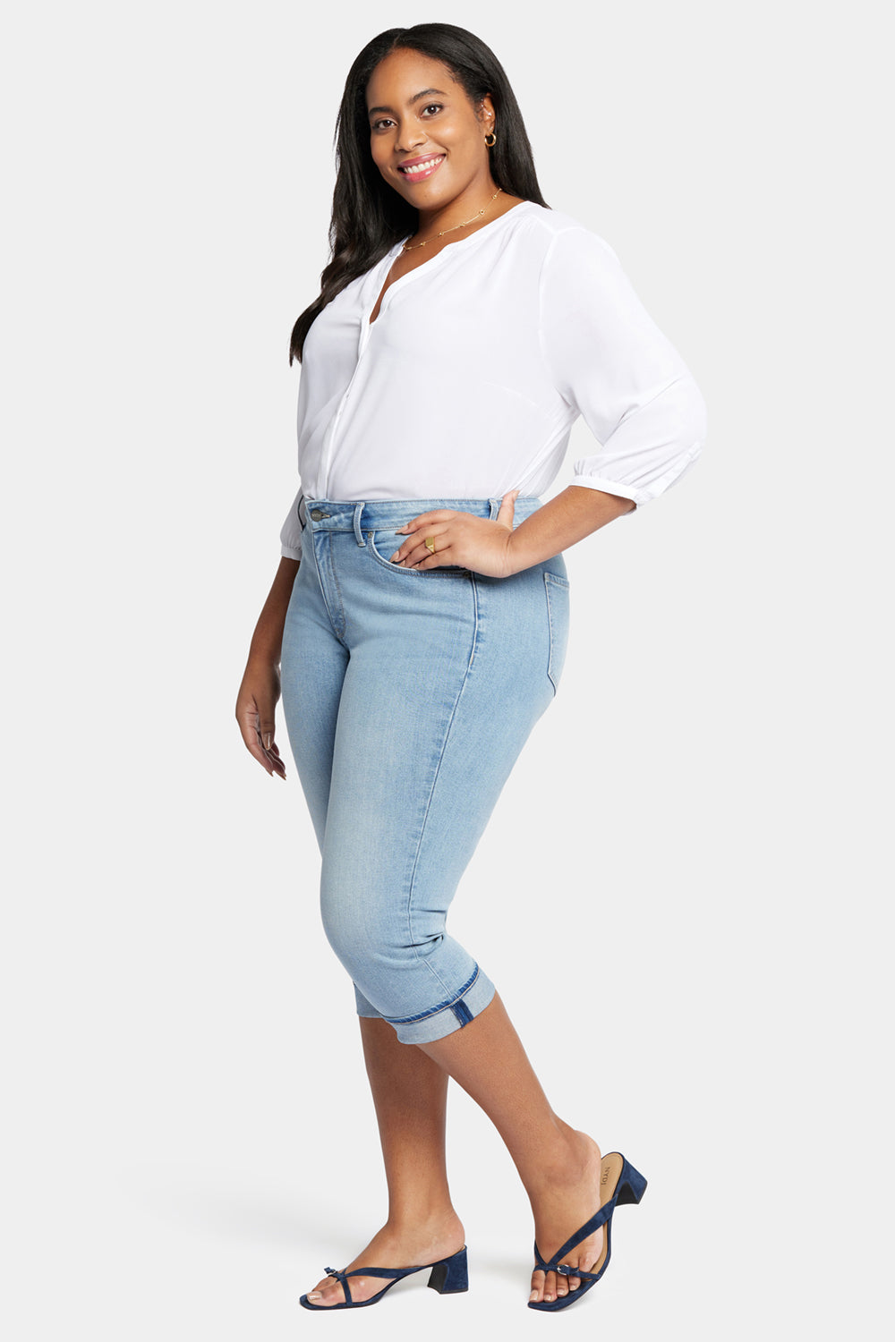 NYDJ Marilyn Straight Crop Jeans In Plus Size With Cuffs - Afterglow