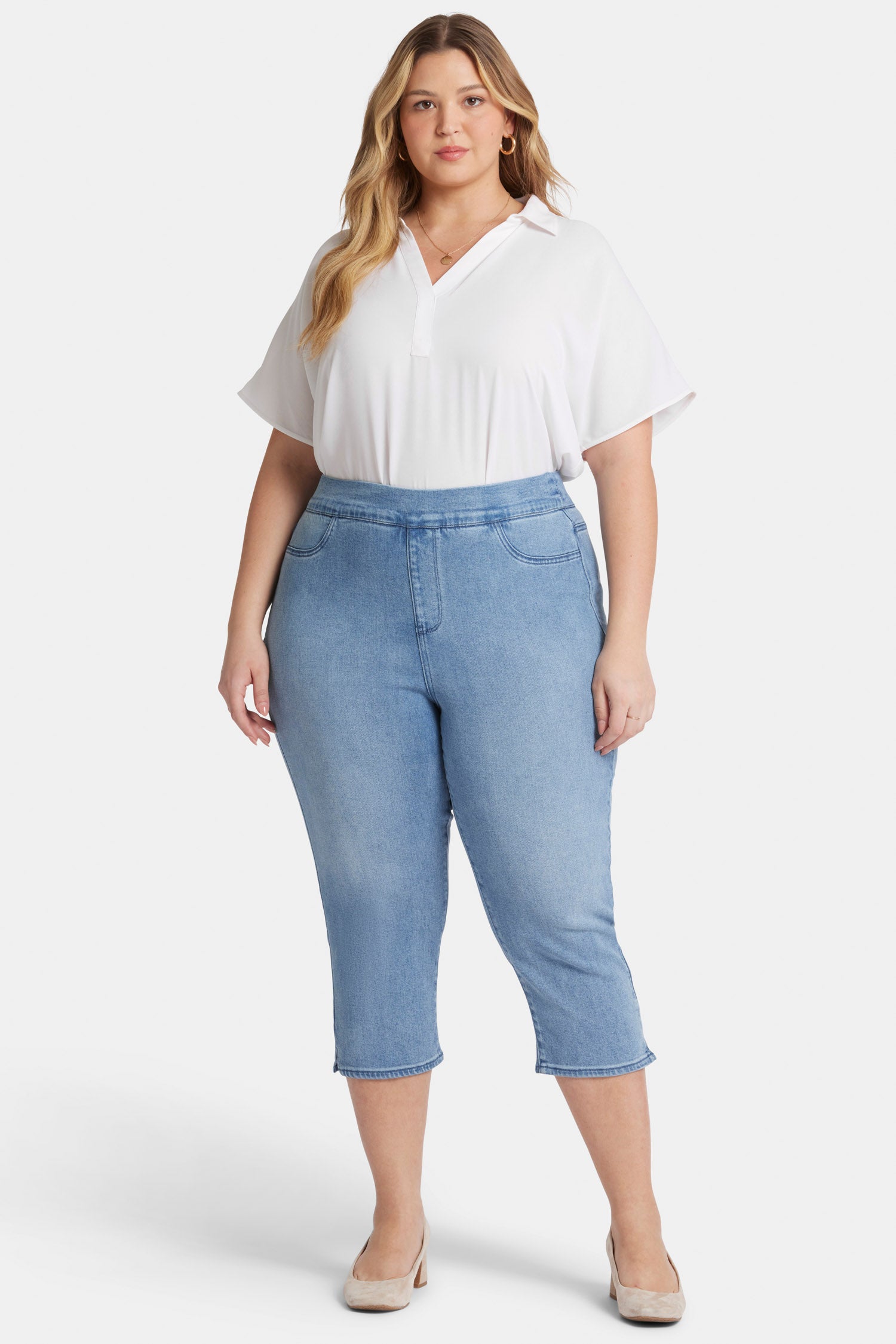 NYDJ Dakota Crop Pull-On Jeans In Plus Size In Soft-Contour Denim™ With Side Slits - Corfu