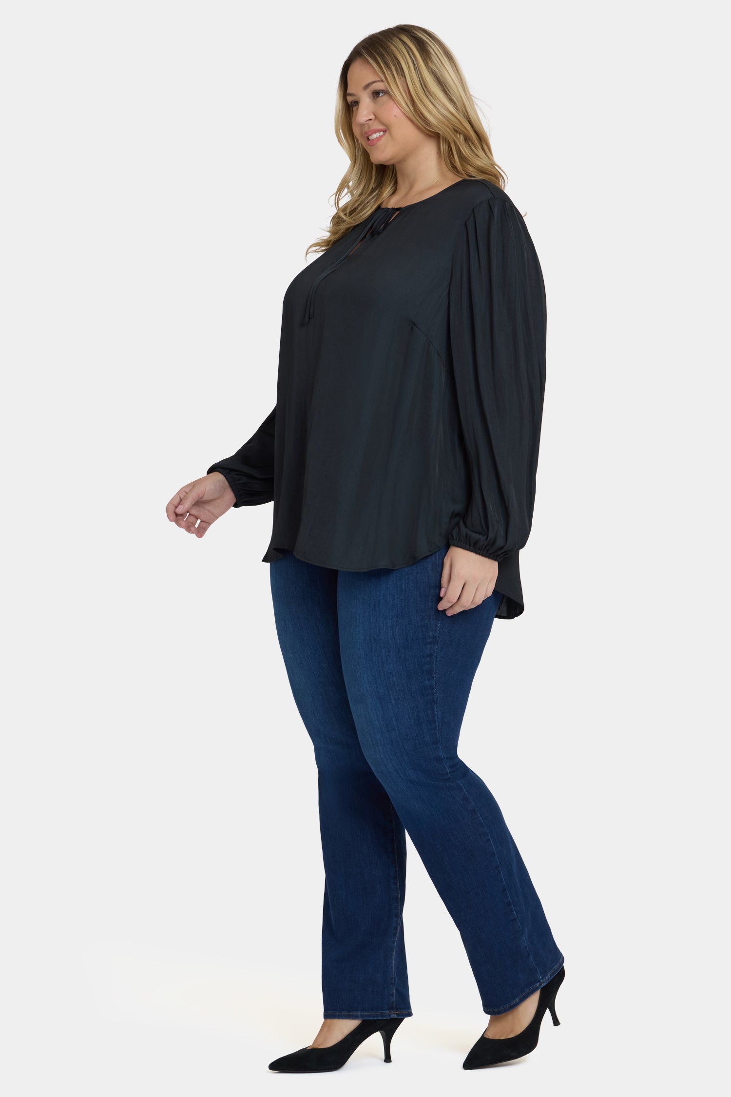 NYDJ Elsie Blouse In Plus Size  - Black
