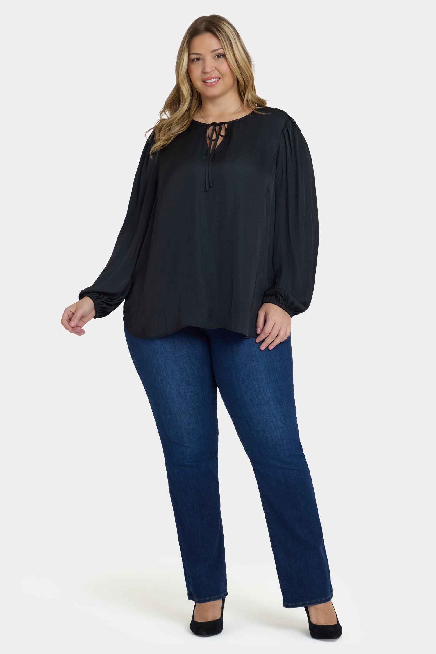 NYDJ Elsie Blouse In Plus Size  - Black