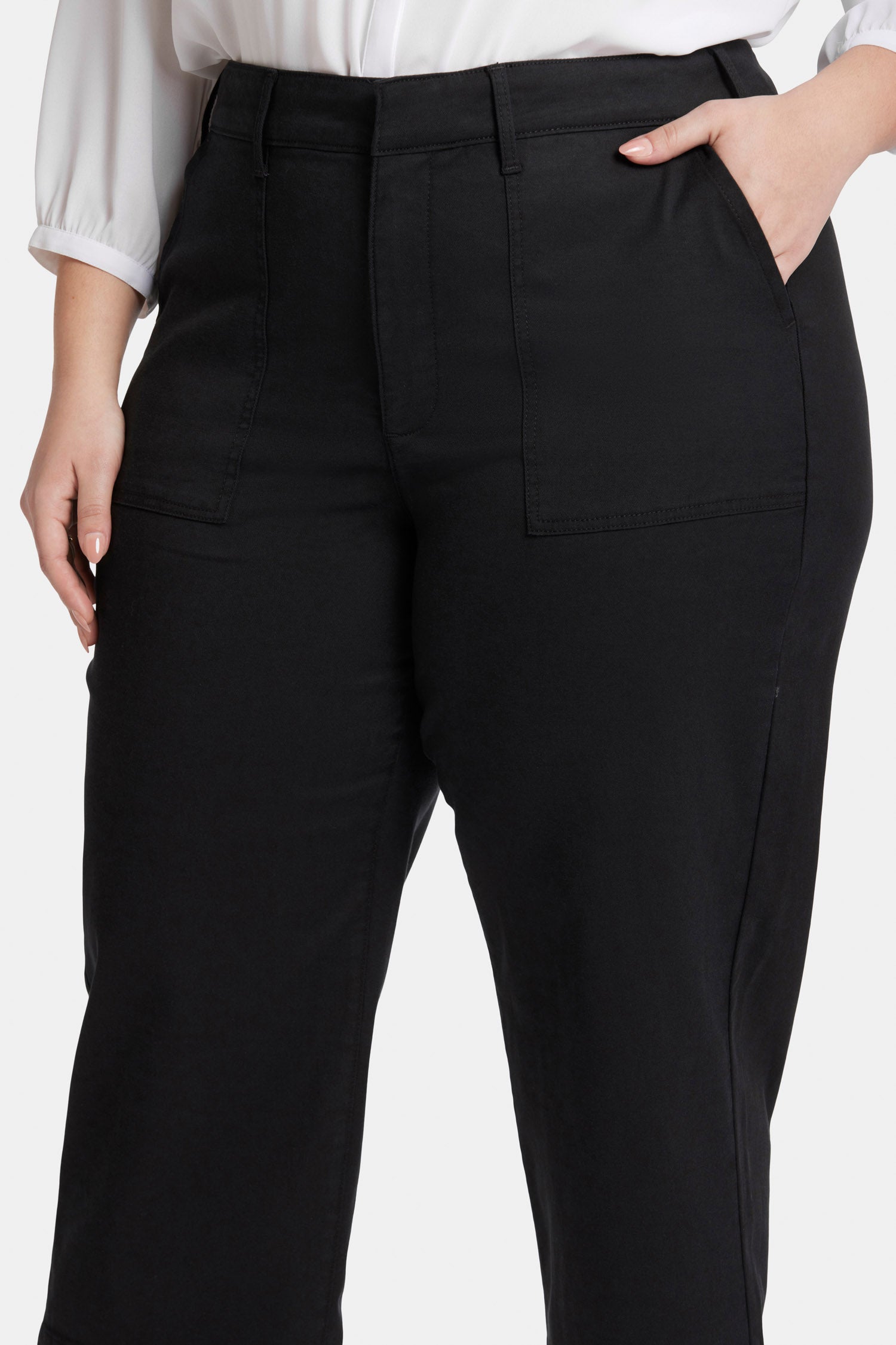 NYDJ Utility Pants In Plus Size In Stretch Twill With High Rise - Black