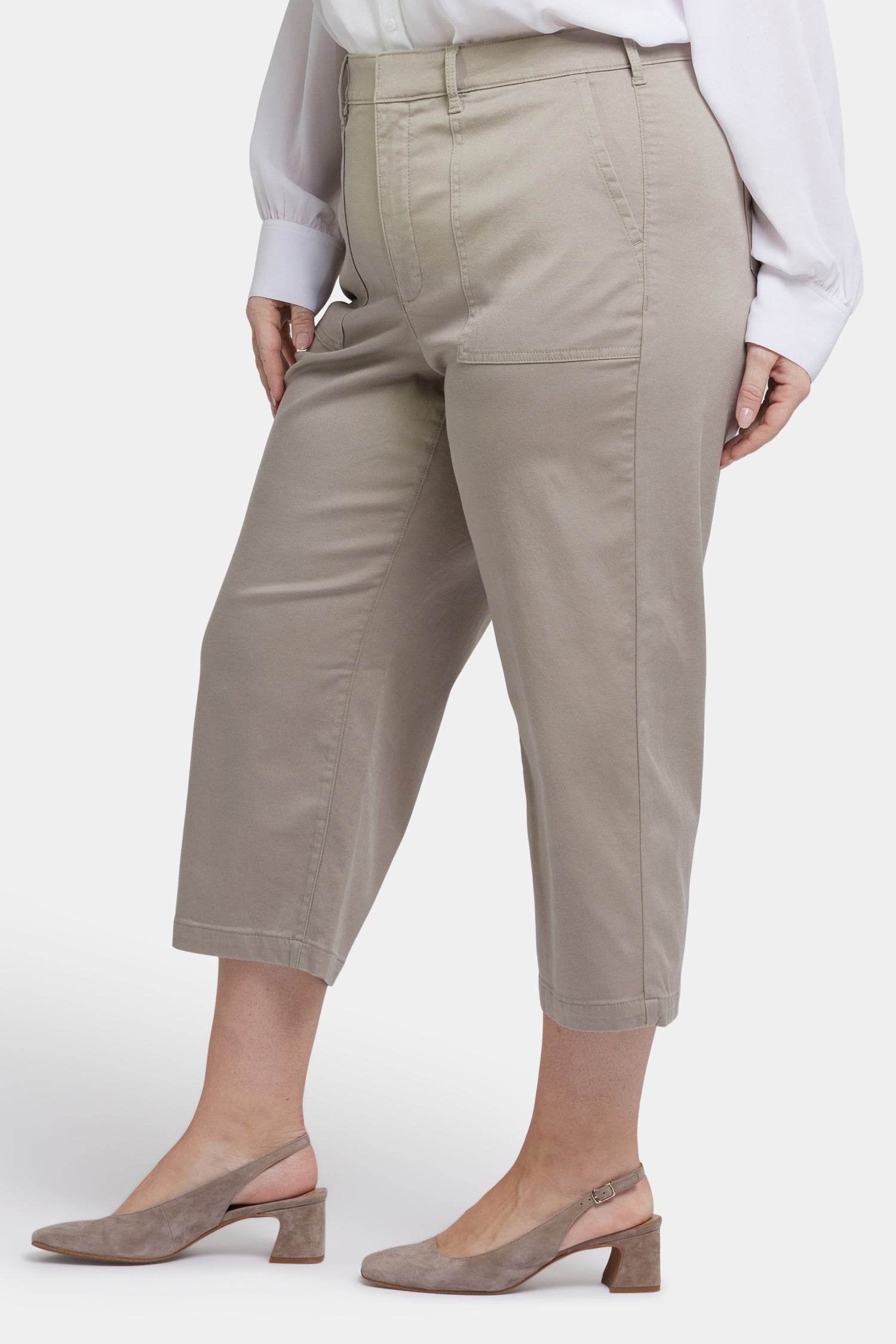 NYDJ Utility Pants In Plus Size In Stretch Twill With High Rise - Saddlewood