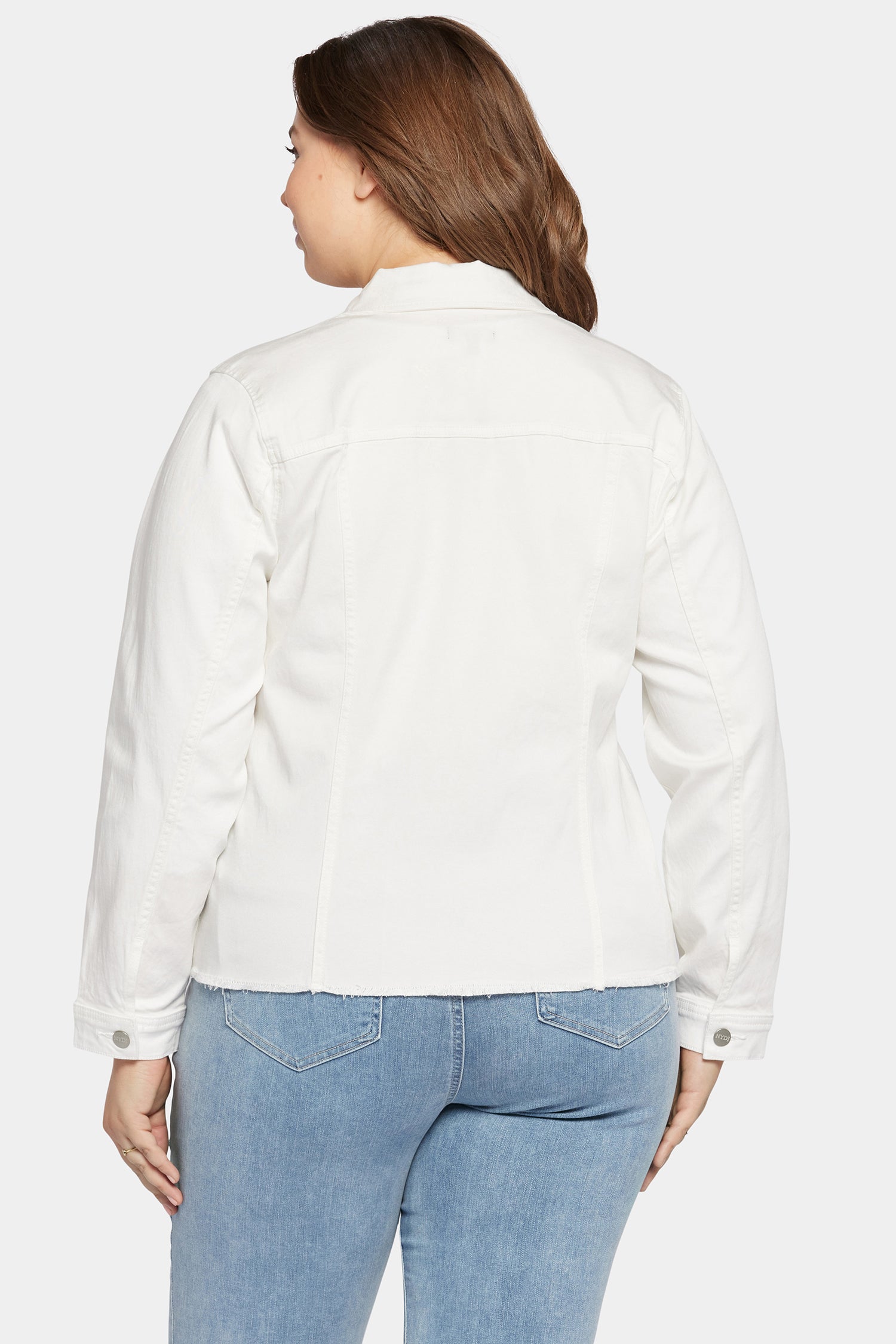 NYDJ Frayed Hem Jacket In Plus Size In Stretch Twill - Optic White