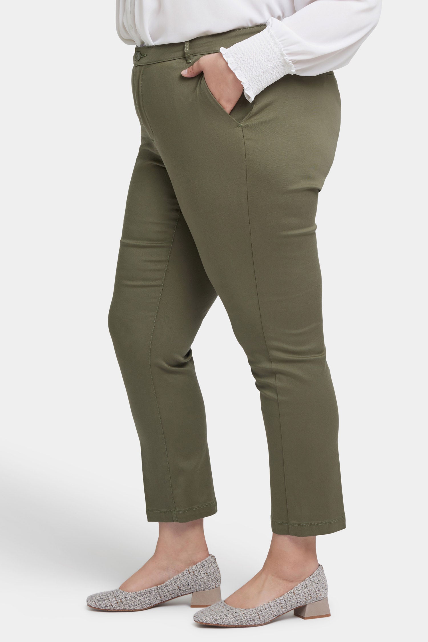 NYDJ Sadie Slim Pants In Plus Size In Stretch Twill - Avocado
