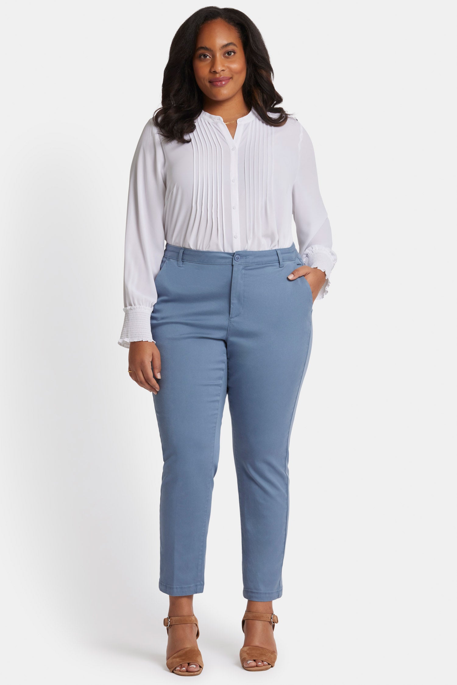 NYDJ Sadie Slim Pants In Plus Size In Stretch Twill - Blue Stone
