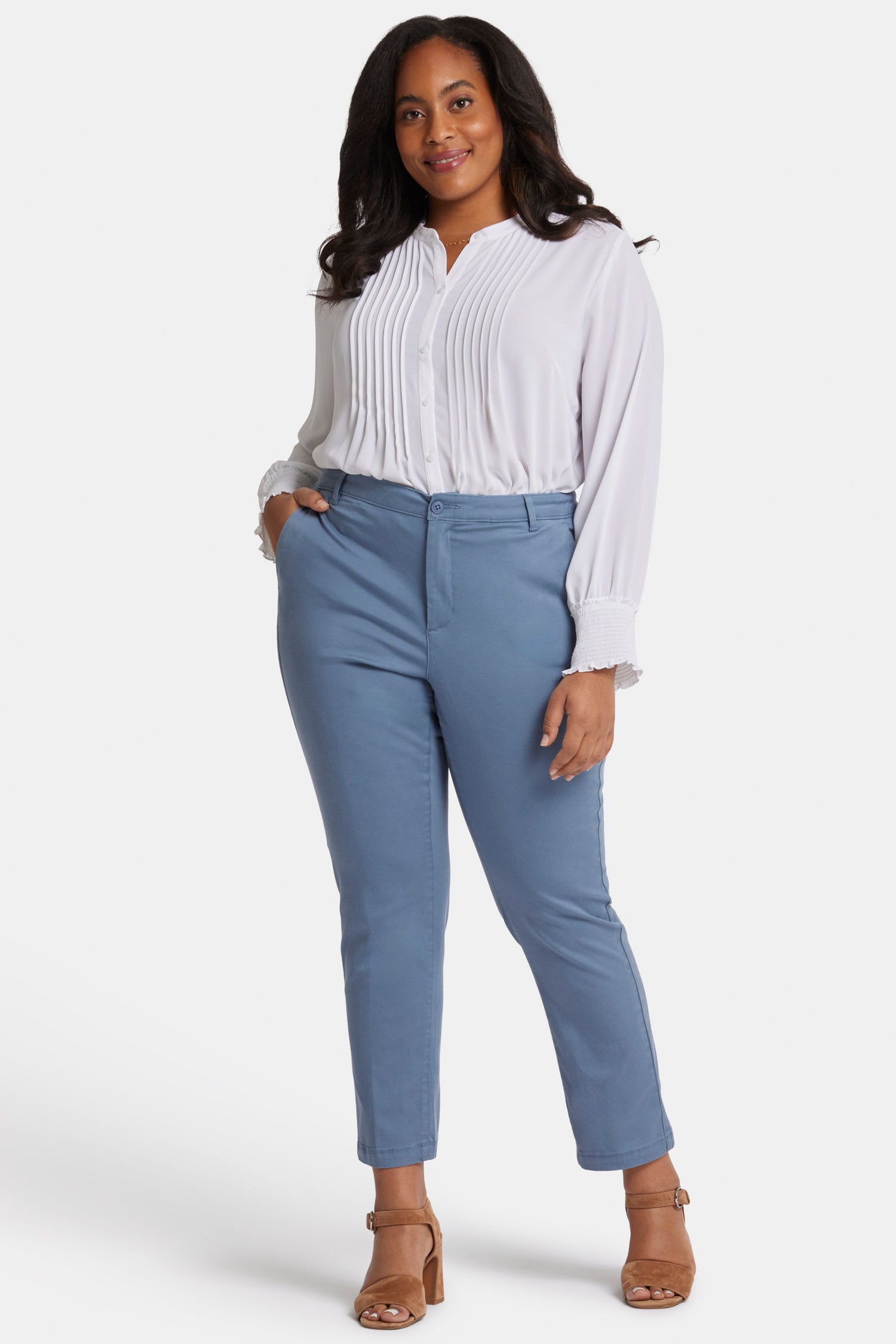 NYDJ Sadie Slim Pants In Plus Size In Stretch Twill - Blue Stone
