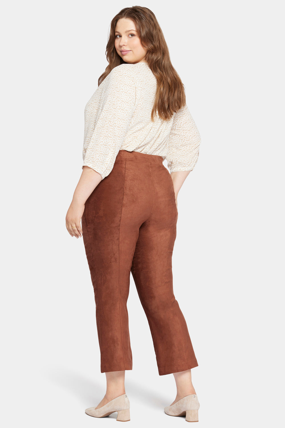 NYDJ Slim Bootcut Pull-On Pants In Plus Size In Faux Suede - Coffee Bean